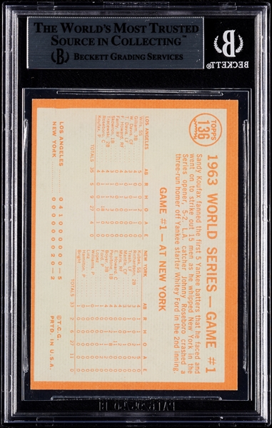 Sandy Koufax Signed 1964 Topps WS Game 1 No. 136 (BAS)