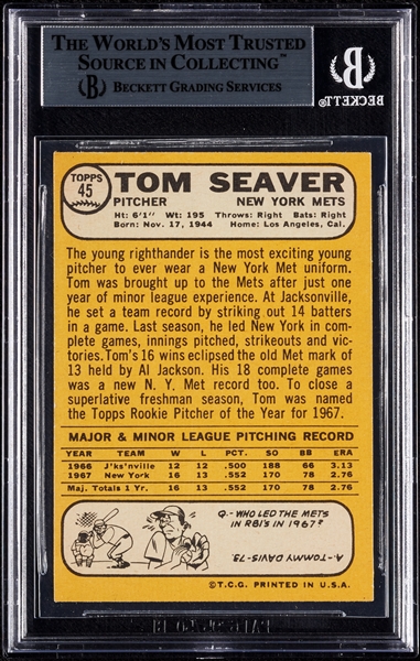 Tom Seaver Signed 1968 Topps No. 45 (BAS)
