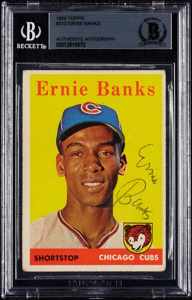 Ernie Banks Signed 1958 Topps No. 310 (BAS)
