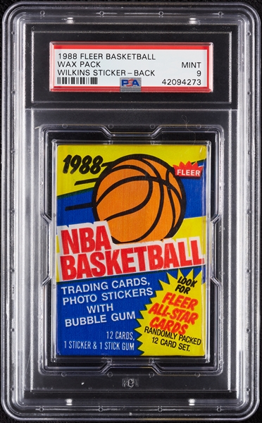 1988 Fleer Basketball Wax Pack - Dominique Wilkins Sticker Back (Graded PSA 9)