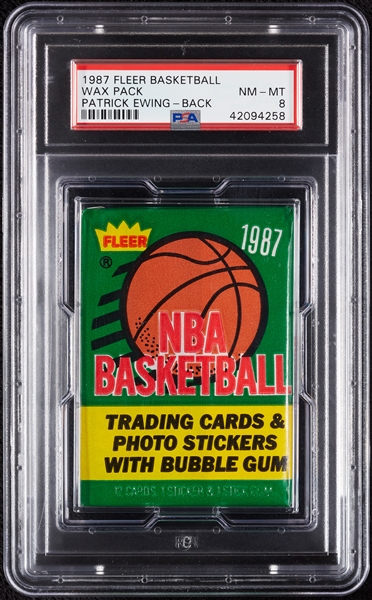 1987 Fleer Basketball Wax Pack - Patrick Ewing Back (Graded PSA 8)
