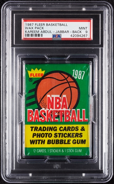 1987 Fleer Basketball Wax Pack - Kareem Abdul-Jabbar Back (Graded PSA 9)