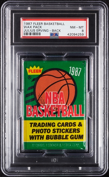 1987 Fleer Basketball Wax Pack - Julius Erving Back (Graded PSA 8)