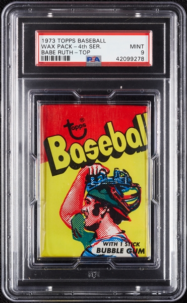 1973 Topps Baseball 4th Series Wax Pack - Babe Ruth Top (Graded PSA 9)