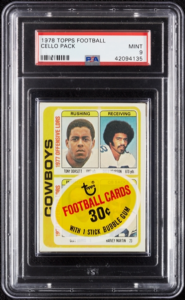 1978 Topps Football Cello Pack - Cowboys Leaders Top (Graded PSA 9)