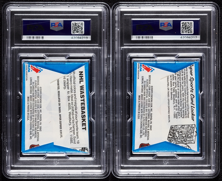 1977 Topps Hockey Wax Pack in 1976 Wrapper Pair (2) (Graded PSA 9)