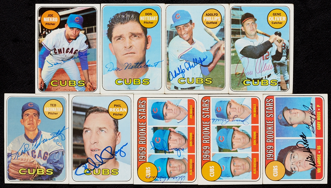 Chicago Cubs Signed 1969 Topps Near Set (26/27)