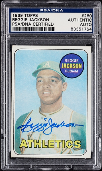 Reggie Jackson Signed 1969 Topps RC No. 260 (PSA/DNA)