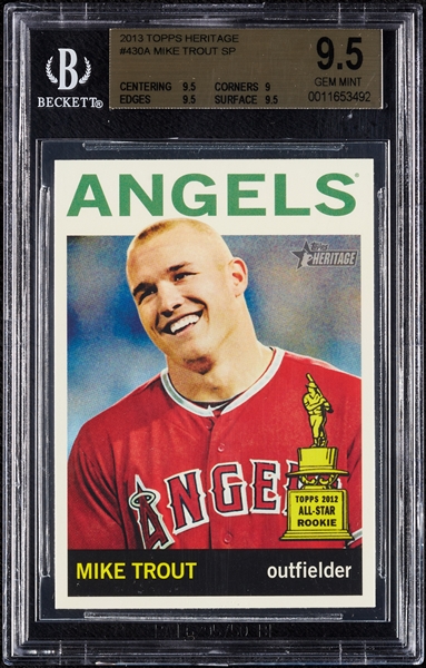 2013 Topps Heritage Mike Trout SP No. 430A BGS 9.5