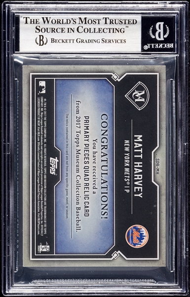 2017 Topps Museum Collection Matt Harvey Primary Pieces Relics Emerald (1/1) BGS 9