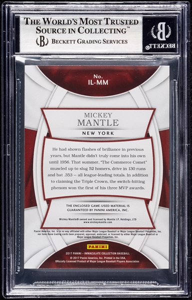 2017 Immaculate Collection Mickey Mantle Immaculate Legends Mem. Blue (3/3) BGS 9