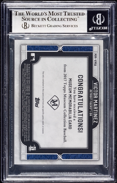 2017 Topps Museum Collection Victor Martinez Museum Memorabilia MLB Logo Patch (1/1) BGS 9