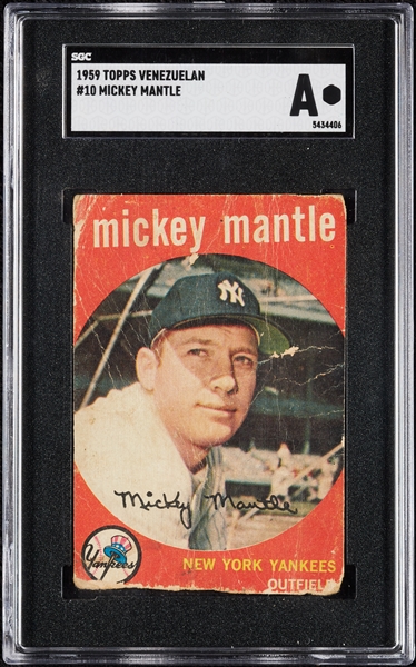 1959 Topps Venezuelan Mickey Mantle No. 10 SGC Authentic