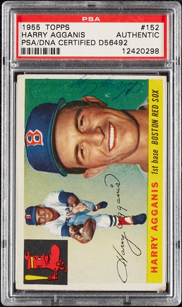 Harry Agganis Signed 1955 Topps No. 152 (PSA/DNA)