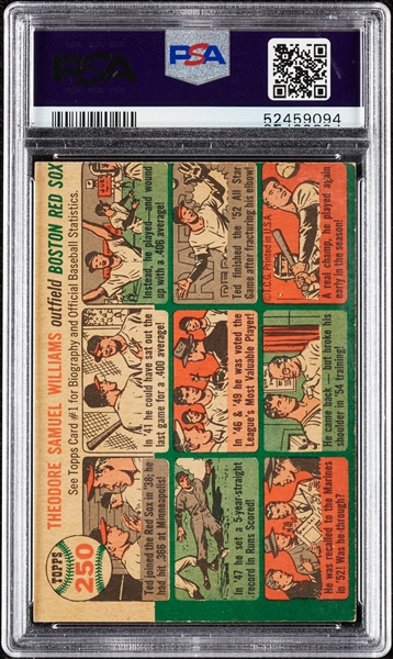 1954 Topps Ted Williams No. 250 PSA Authentic
