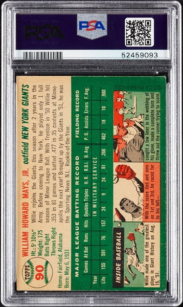 1954 Topps Willie Mays No. 90 PSA Authentic