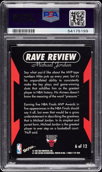 1997 SkyBox Z-Force Michael Jordan Rave Reviews No. 6 PSA 7