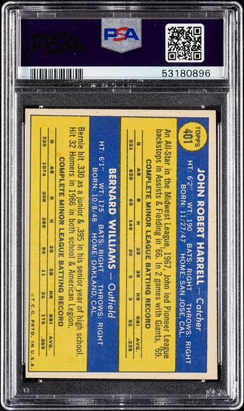 Giants Rookie Stars Signed (Bernie Williams/John Harrell) 1970 Topps No. 401 (PSA/DNA)