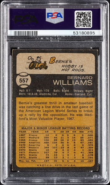 Bernie Williams Signed 1973 Topps No. 557 (PSA/DNA)