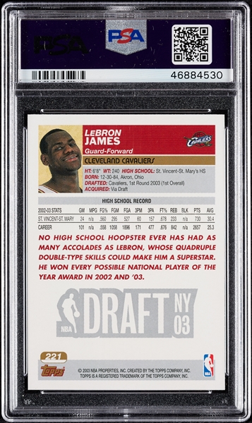 2003 Topps LeBron James RC No. 221 PSA 9