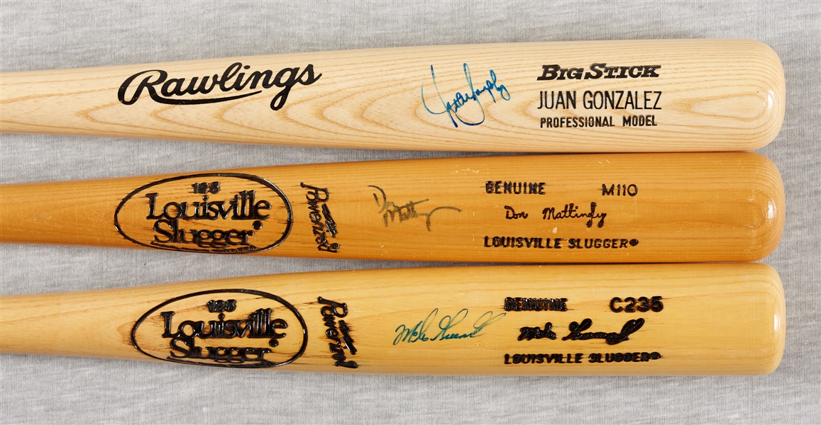 Don Mattingly, Juan Gonzalez & Mike Greenwell Signed Bats (3)