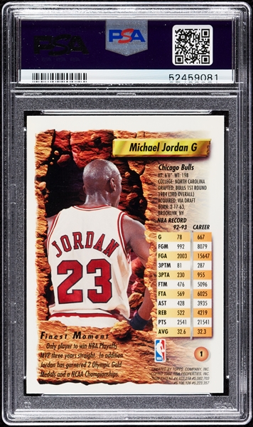 1993 Finest Michael Jordan No. 1 PSA 8
