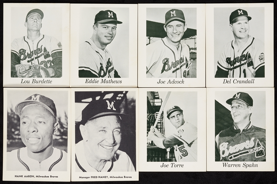 1958-61 and 1962 Jay Publishing Milwaukee Braves Picture Pak Photos (20)