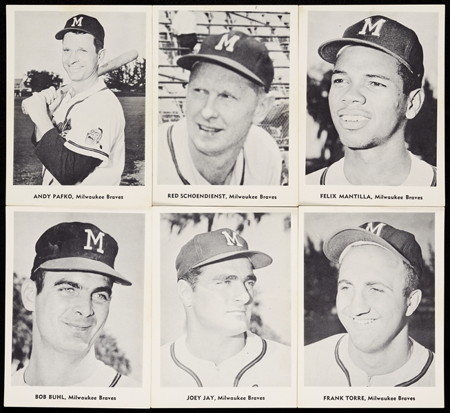 1958-61 and 1962 Jay Publishing Milwaukee Braves Picture Pak Photos (20)