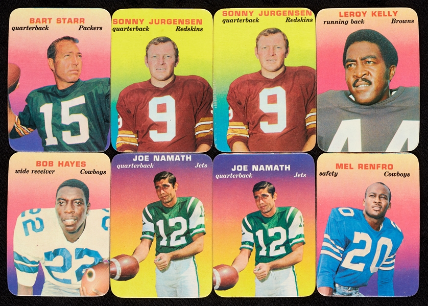 1970 Topps Football Super Glossy Inserts Near Set With Extra HOFers (28/33 and 73 total cards)