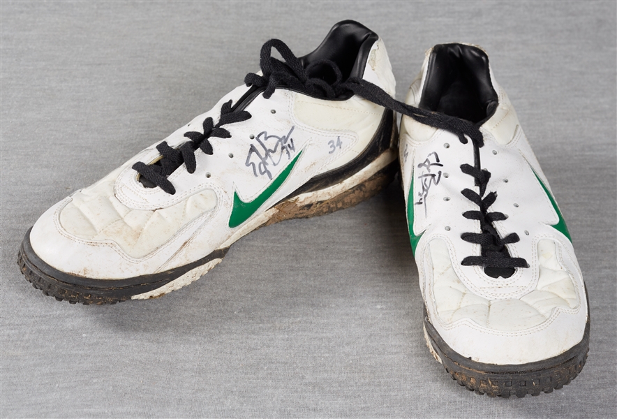 1992-97 Green Bay Packers Edgar Bennett Twice-Signed, Game-Worn Shoes (2)