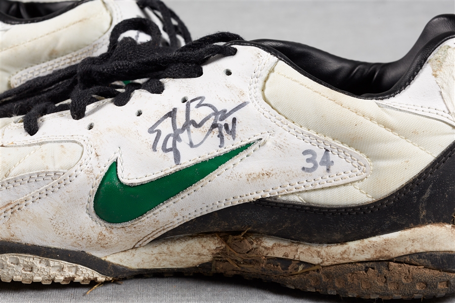 1992-97 Green Bay Packers Edgar Bennett Twice-Signed, Game-Worn Shoes (2)
