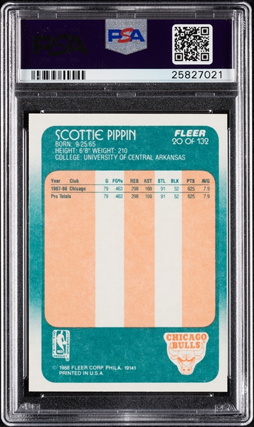 1988 Fleer Scottie Pippen RC No. 20 PSA 9