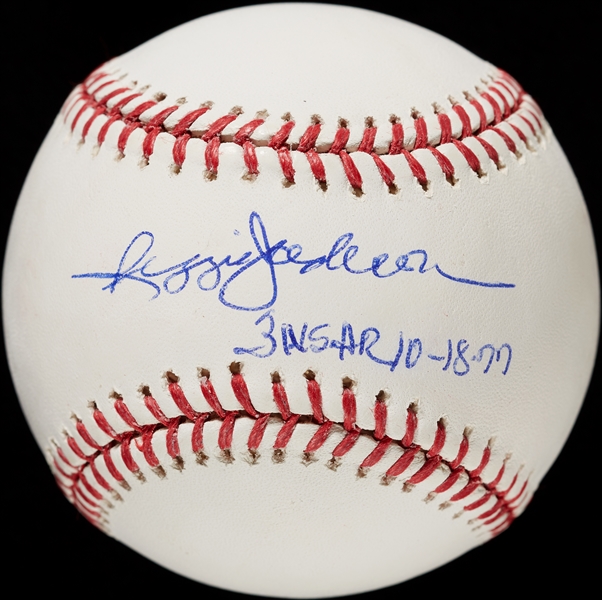 Reggie Jackson Single-Signed OML Baseball 3 WS HR 10-18-77 (JSA)
