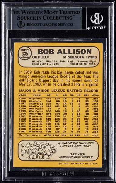 Bob Allison Signed 1968 Topps No. 335 (BAS)