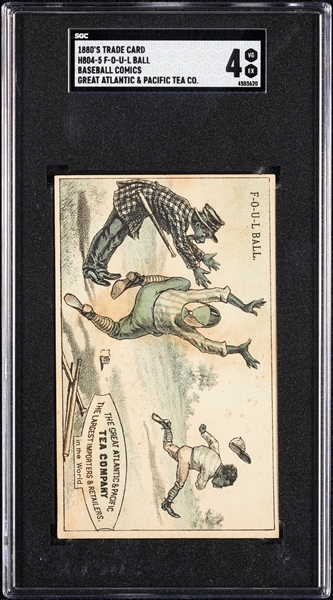 1880s Trade Card H804-5 Foul Ball Baseball Comics SGC 4