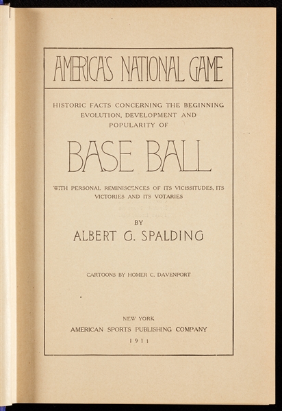 America’s National Game by A.G. Spalding First Edition