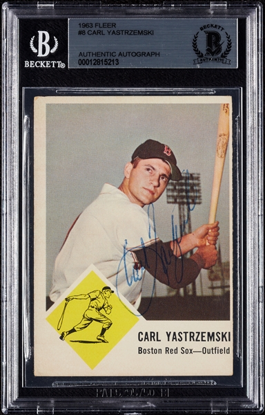 Carl Yastrzemski Signed 1963 Fleer No. 8 (BAS)