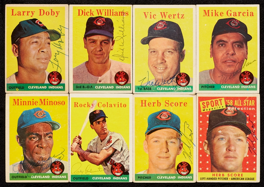 Signed 1958 Topps Cleveland Indians Group (25)
