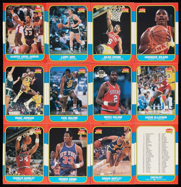 1986 Fleer Basketball Near Set and 10 Stickers (141)