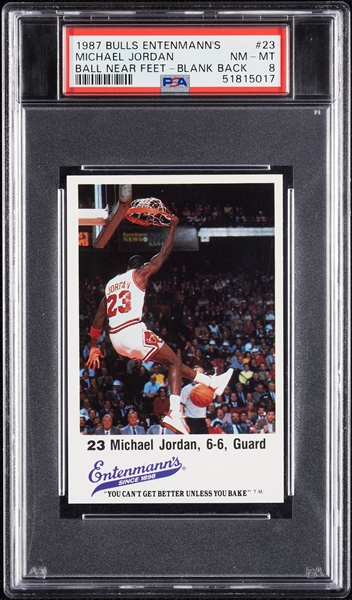 1987 Bulls Entenmann's Michael Jordan Ball Near Feet PSA 8