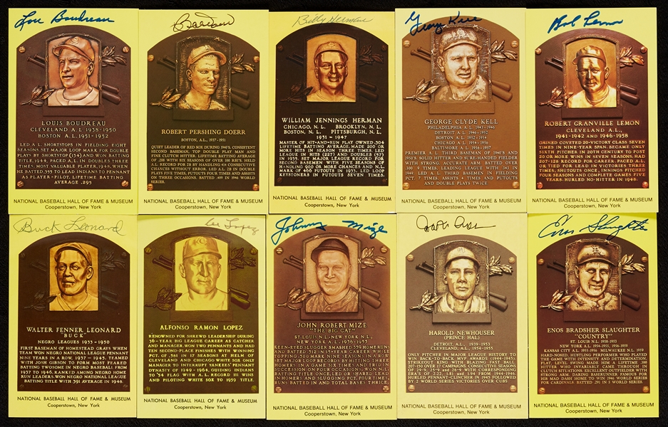 Signed Yellow HOF Plaque Postcards Group (10)