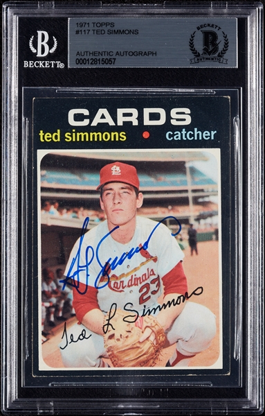 Ted Simmons Signed 1971 Topps RC No. 117 (BAS)