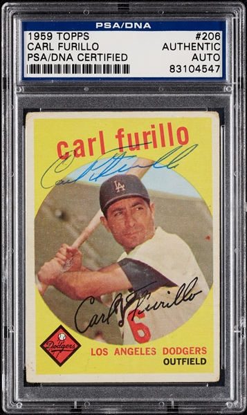 Carl Furillo Signed 1959 Topps No. 206 (PSA/DNA)