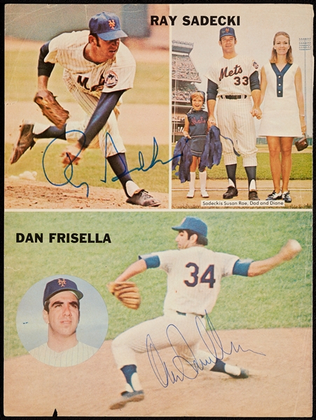 Dan Frisella & Ray Sadecki Signed Mets Yearbook Page (BAS)
