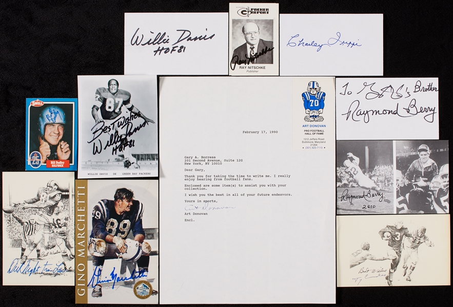 Football Greats Signed Letters, Checks, Index Cards Group (36)