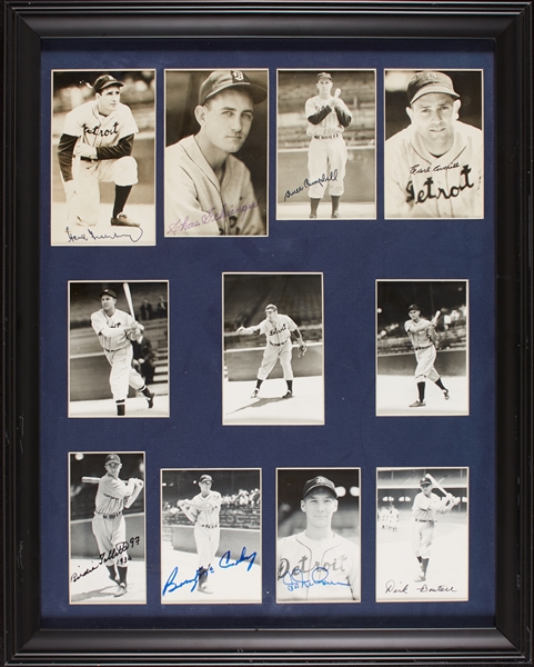 Detroit Tigers Greats Signed Framed Postcards with Greenberg