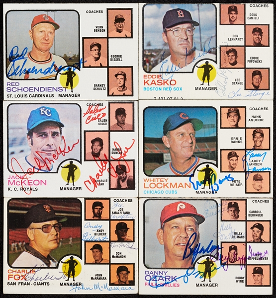 Signed 1973 Topps Multi-Signed Manager & Coaches Cards (11)