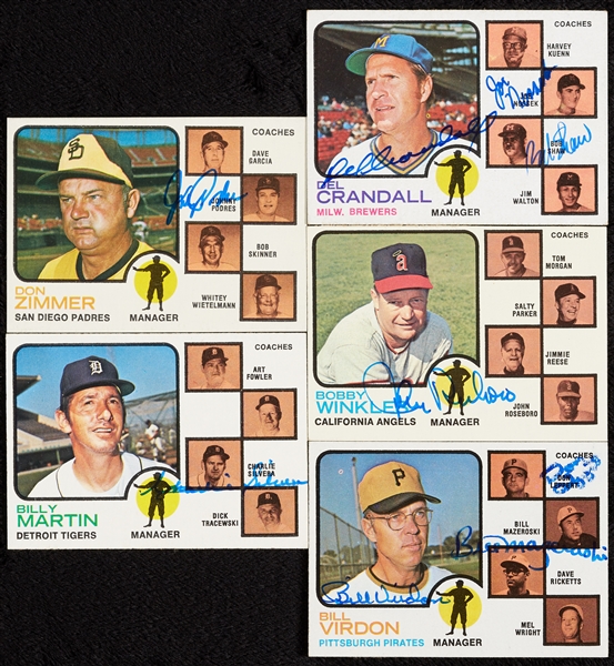 Signed 1973 Topps Multi-Signed Manager & Coaches Cards (11)