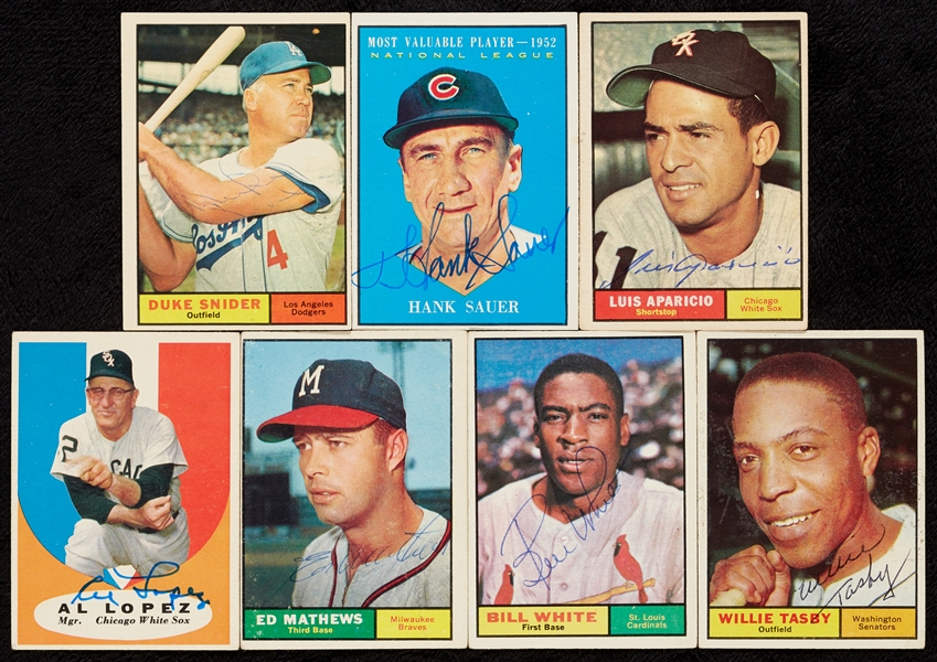 Signed 1961 Topps Baseball Group with HOFers (27)