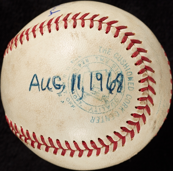 Mickey Lolich Career Win No. 76 Final Out Game-Used Baseball (8/11/1968) (BAS) (Lolich LOA)